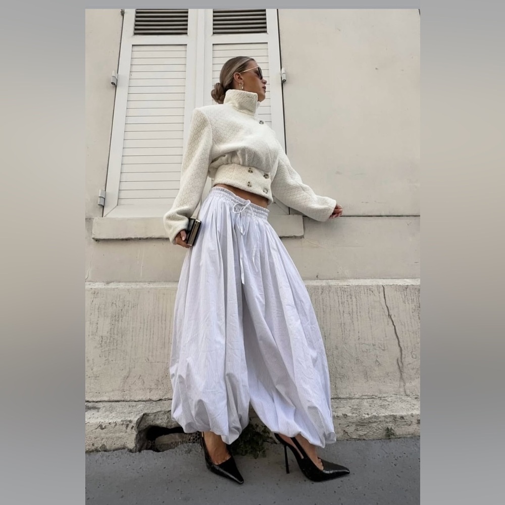 ZARA ZW COLLECTION STRIPED BALLOON PANTS 2975/623/104 SOLD OUT ONLINE -  NWT